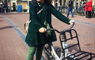 Lori with bike in Amsterdam (2015)